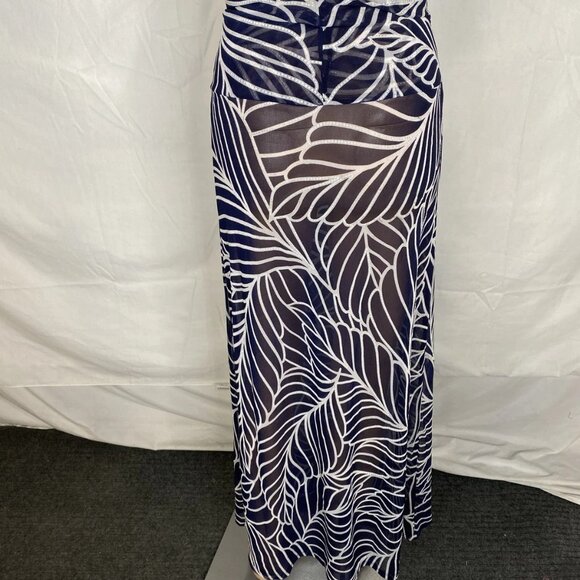 Devon Windsor Women's Akris Sheer Resort Skirt Navy Palm Print Size S - Picture 4 of 9